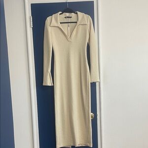 Zara Cream Long Sleeve Dress